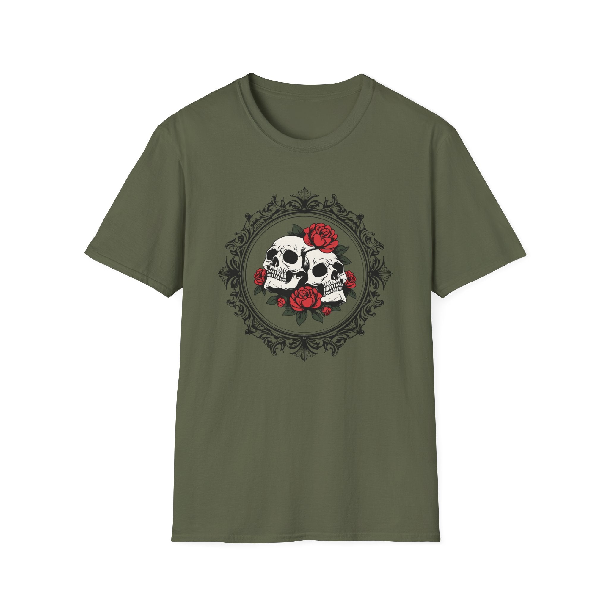 Gothic Rose Skull Frame T-Shirt