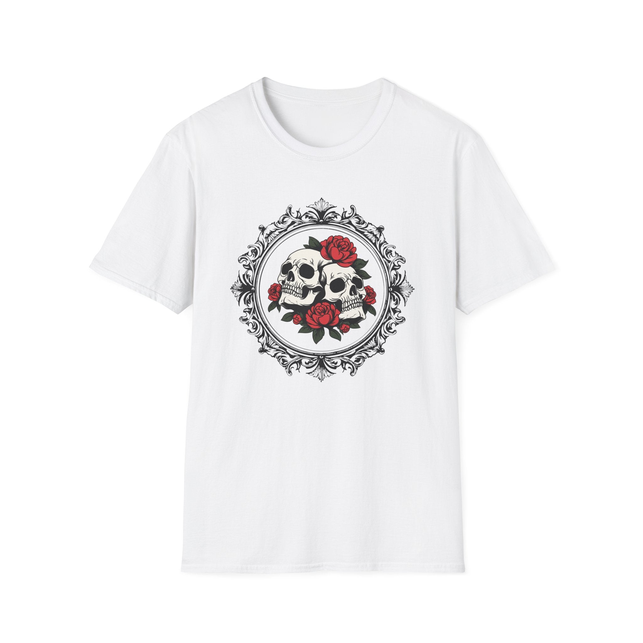Gothic Rose Skull Frame T-Shirt