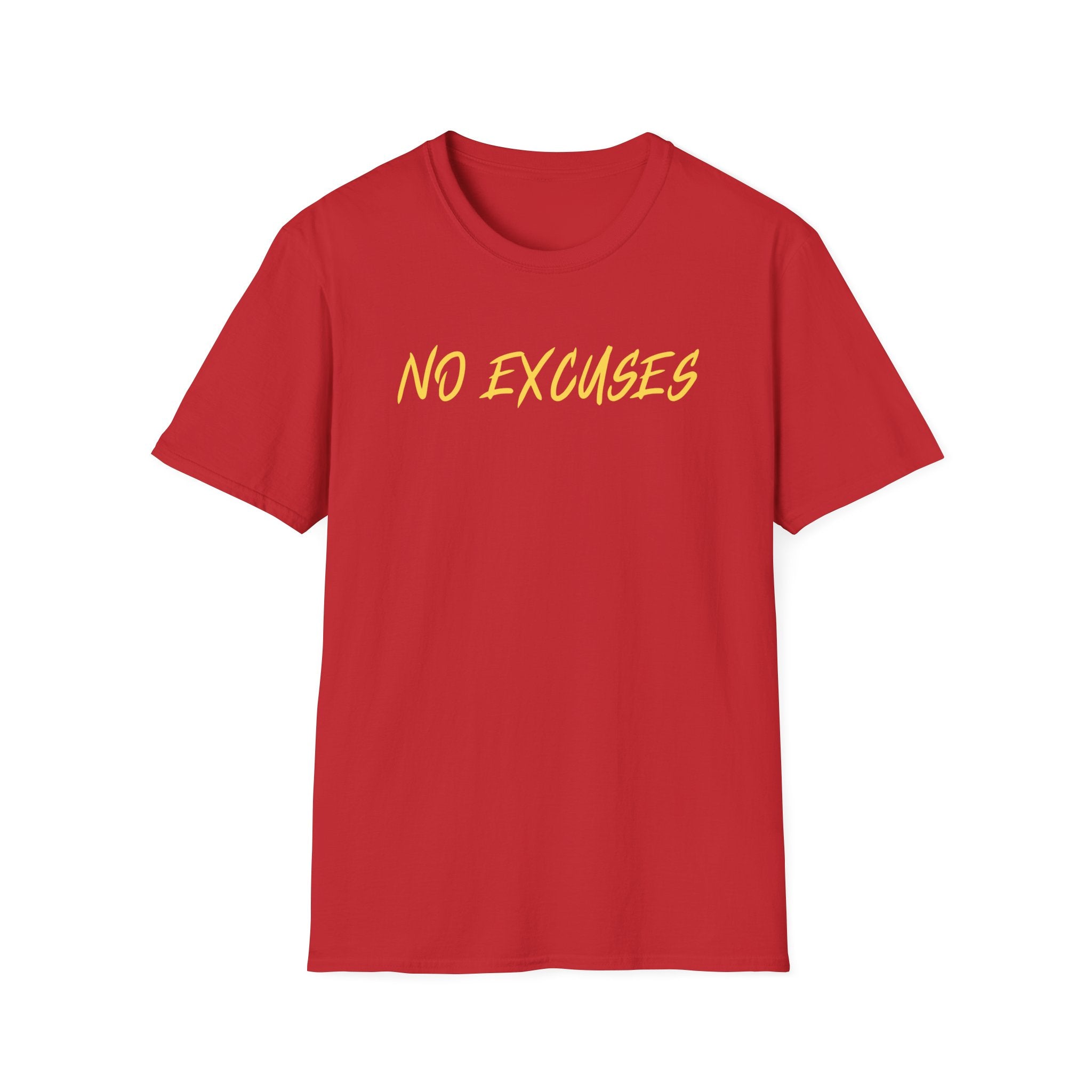 "No Excuses" – Sleek and Motivational T-Shirt in Yellow Script