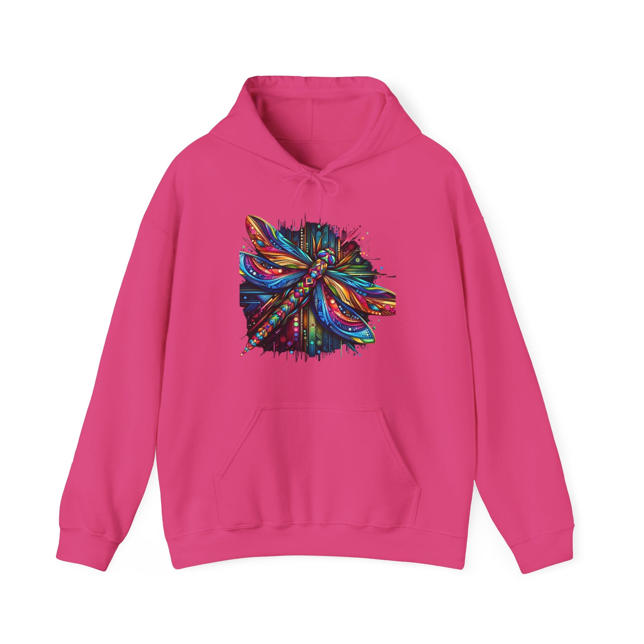 Vibrant Boho Dragonfly Hoodie – Colorful Psychedelic Spirit Animal Sweatshirt