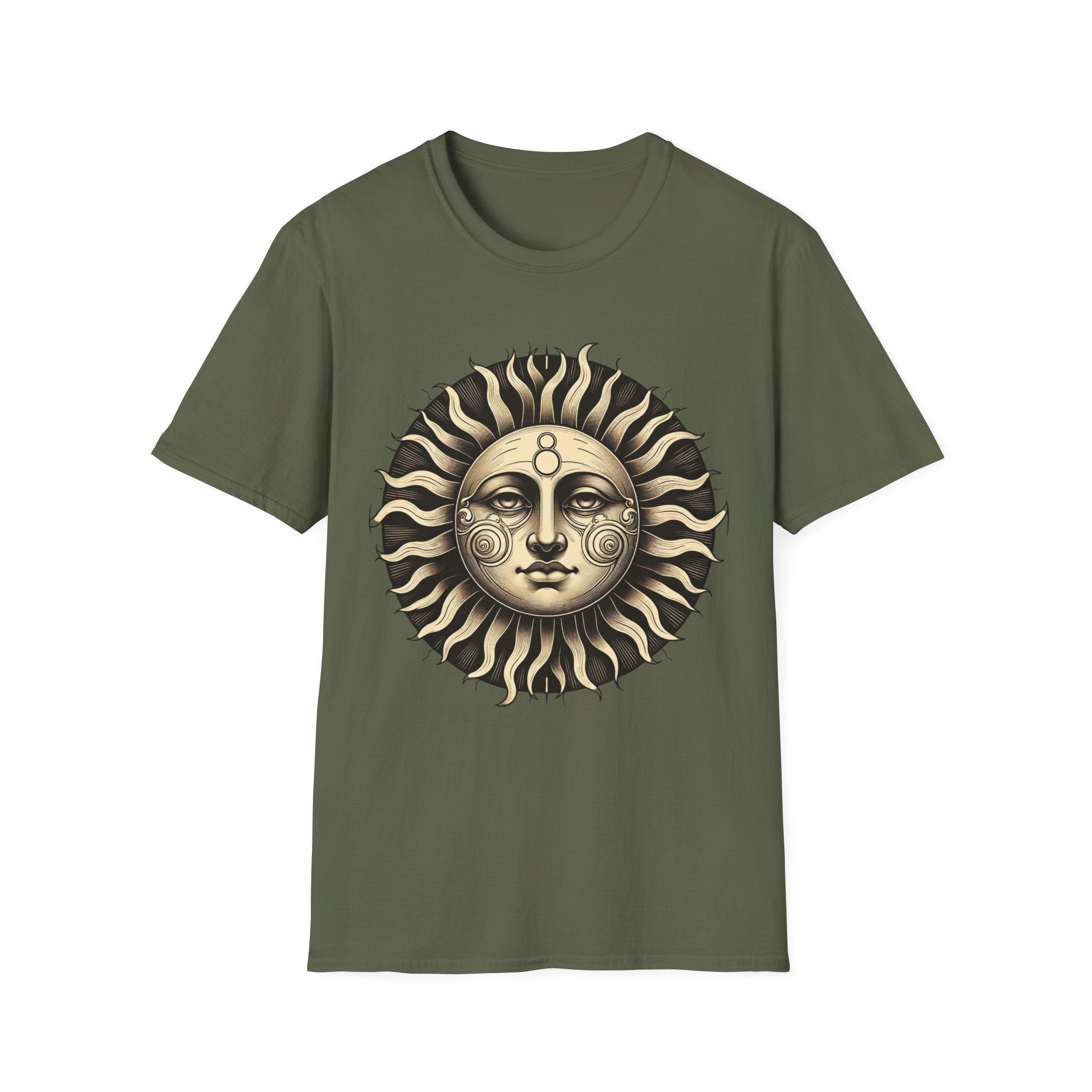 Celestial Majesty – Vintage Sun Face T-Shirt