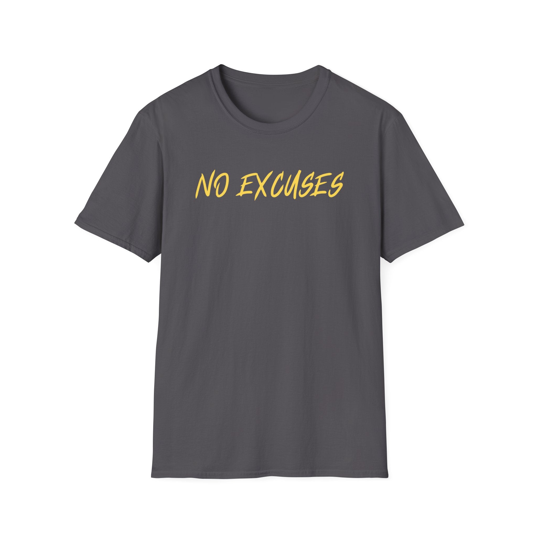 "No Excuses" – Sleek and Motivational T-Shirt in Yellow Script