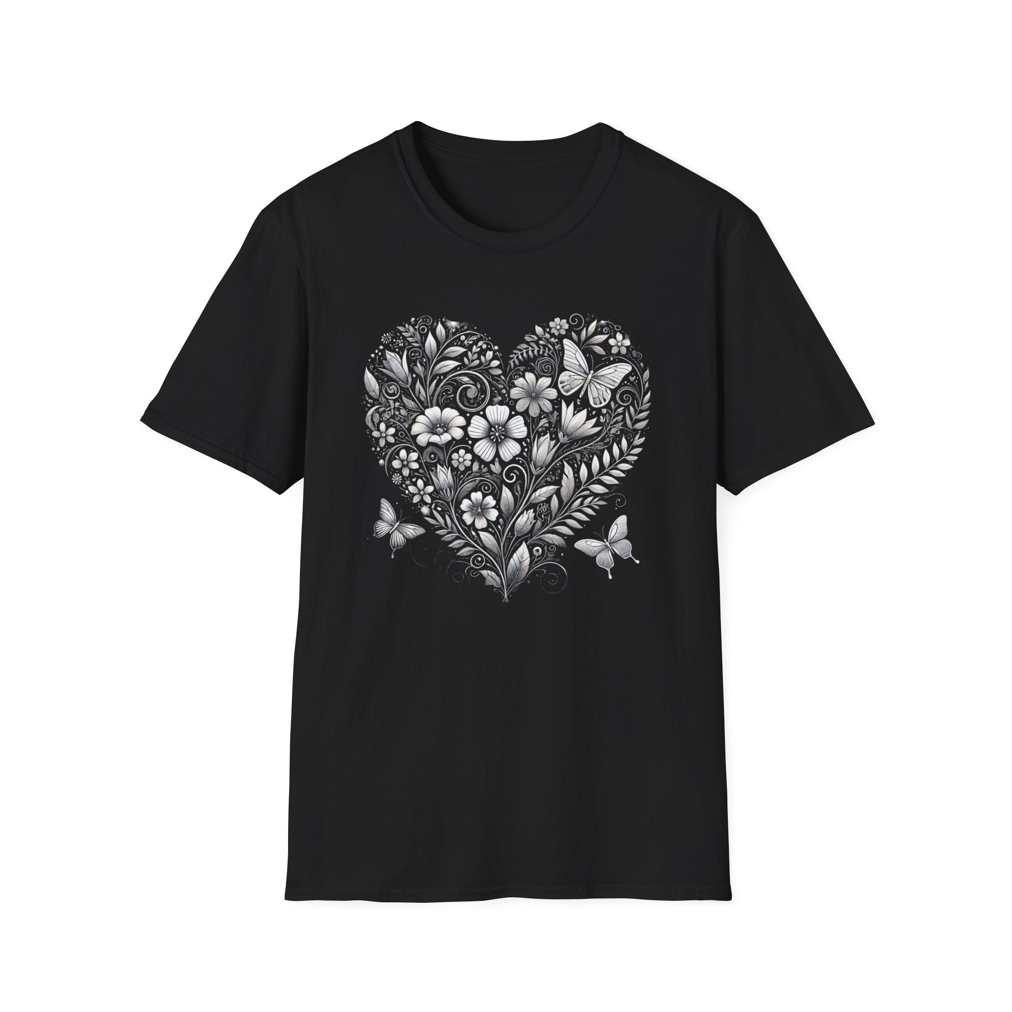 Floral Heart and Butterflies T-Shirt