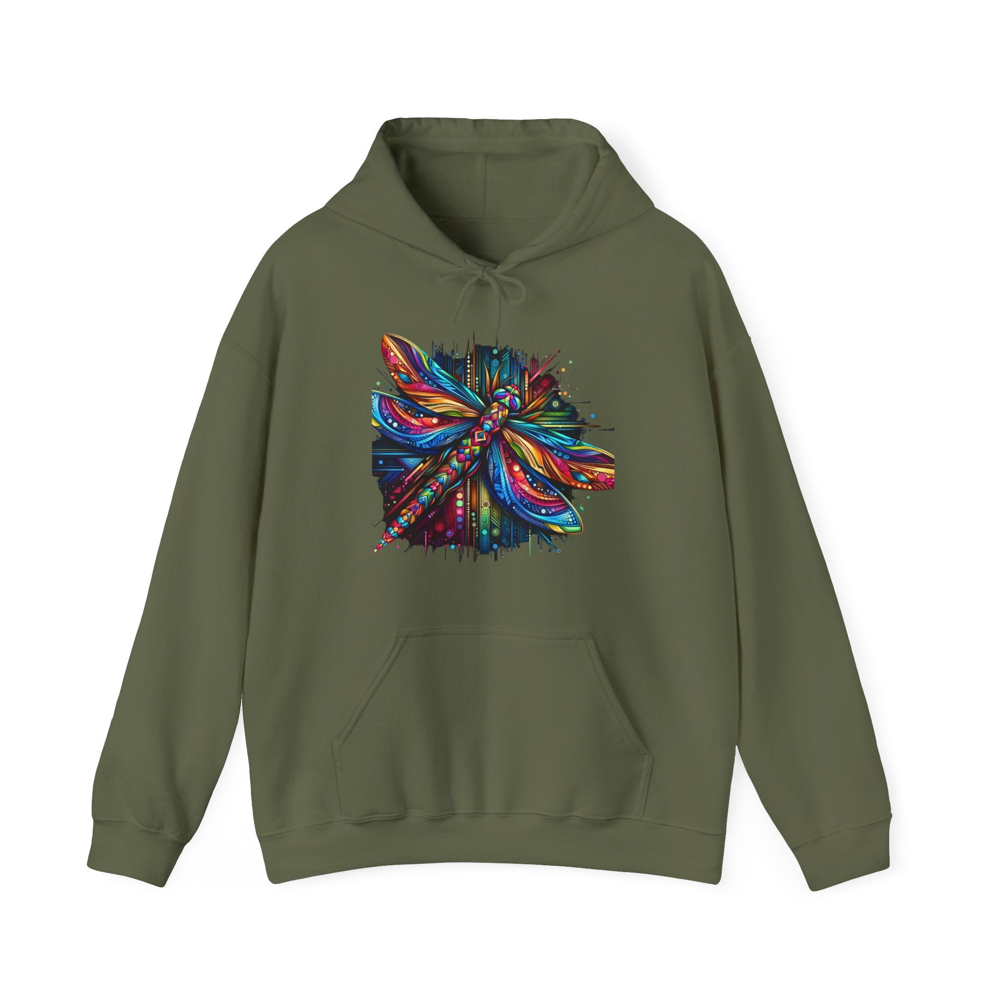 Vibrant Boho Dragonfly Hoodie – Colorful Psychedelic Spirit Animal Sweatshirt
