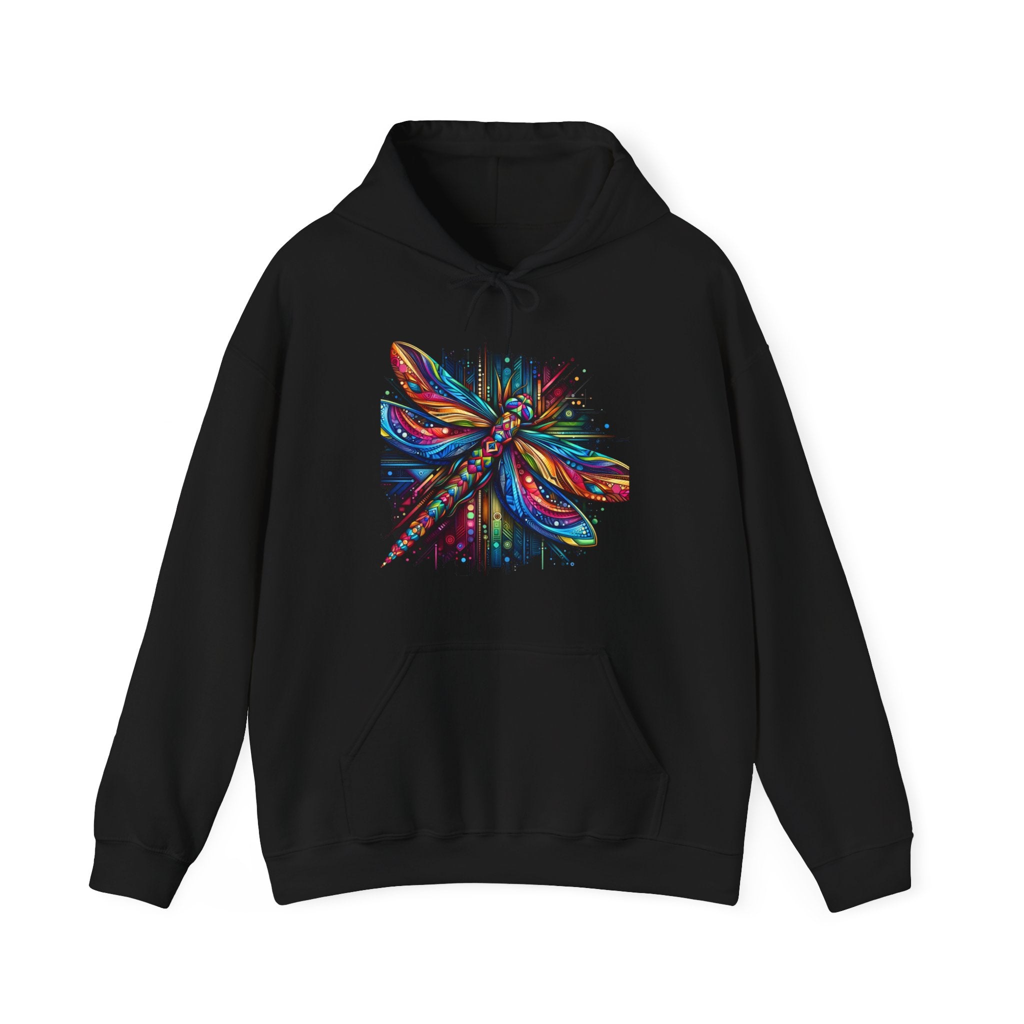 Vibrant Boho Dragonfly Hoodie – Colorful Psychedelic Spirit Animal Sweatshirt