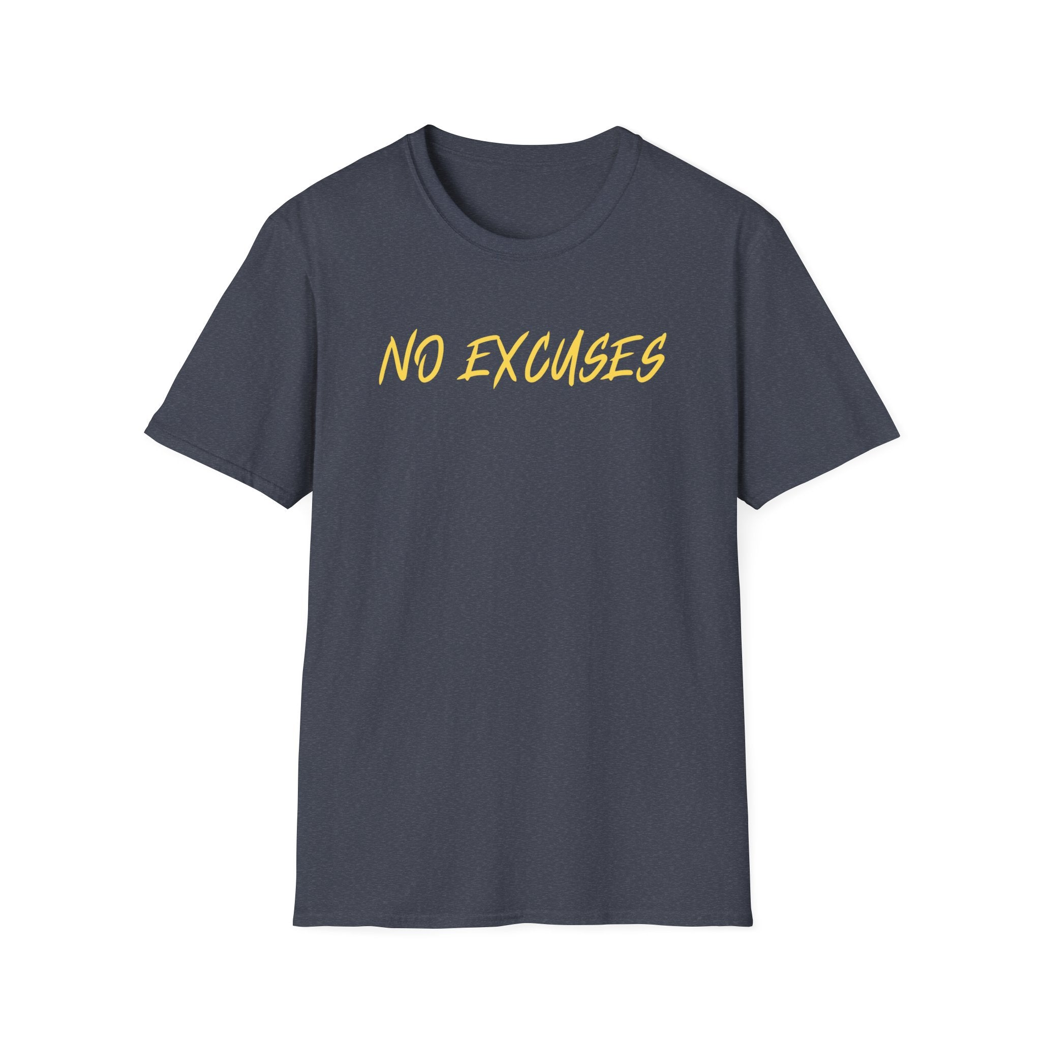 "No Excuses" – Sleek and Motivational T-Shirt in Yellow Script