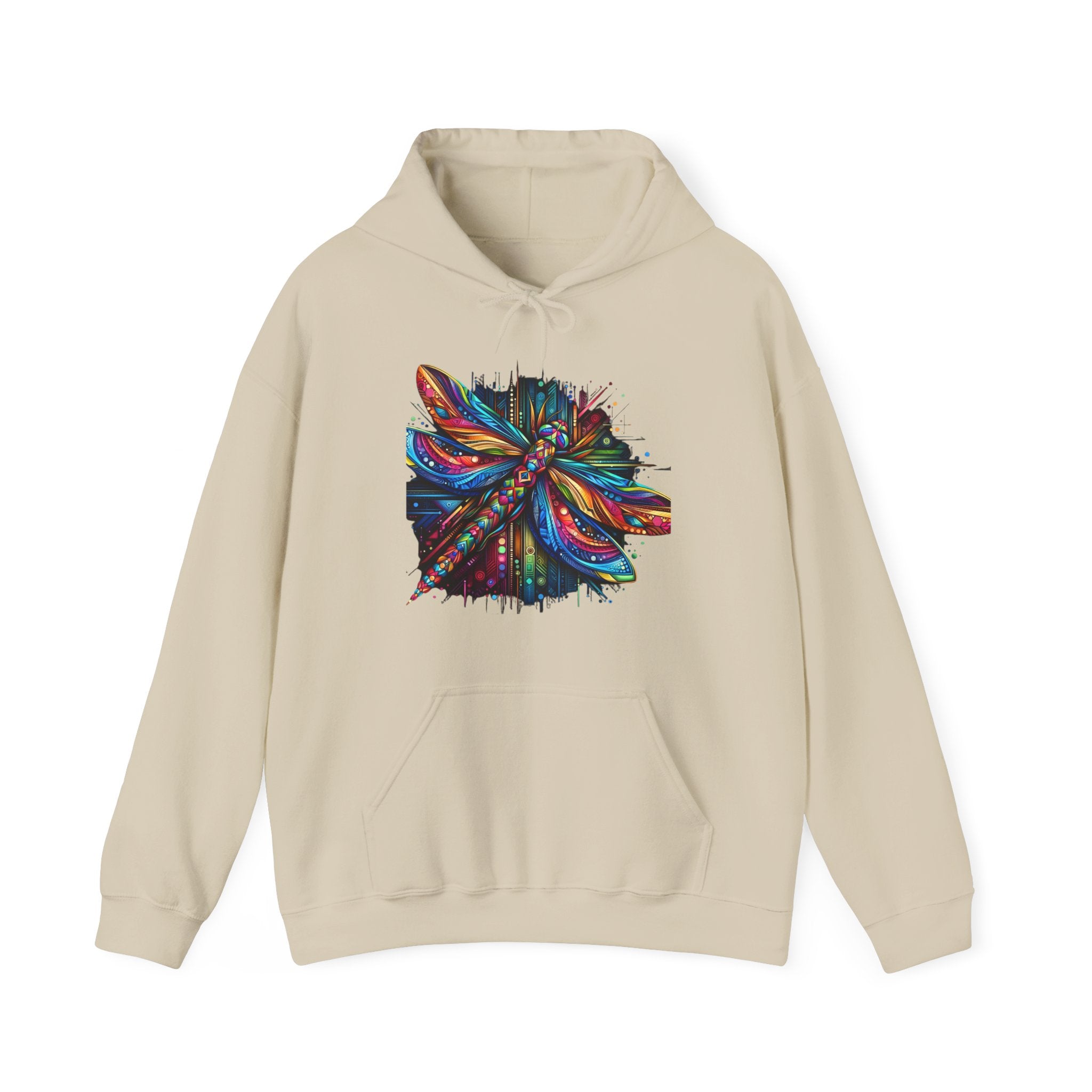Vibrant Boho Dragonfly Hoodie – Colorful Psychedelic Spirit Animal Sweatshirt